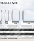 30 Feet By 1 Inch Carbon Fiber Pin Stripe Tape For Cars And All Vehicles With Dope 3D Carbon Fiber Design size diagram