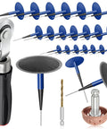 All In One Tire Patch Kit 24 Plus 3 Pieces For Puncture Repair With 36 46 60 Mm Patches and tools visible