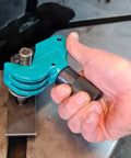 A person using the Universal Thread Repair Tool And Restorer For All Threads In Range Five Eighths Inch To One And A Half Inches External Or Internal Threads Metric And SAE One Hand Tool Quick Sizing Chases And Repairs Threads on a bolt.