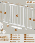 Extra Wide Baby Gate For 48 To 53 Inch Openings With Auto Close Convenience Indoor Child Safety Gate parts and dimensions diagram