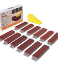 Micro Sander Kit With Detail And Mini Hand Sanding Block 120 Piece Aluminum Oxide Sandpaper Set In 12 Grits From 40 To 2000 displayed