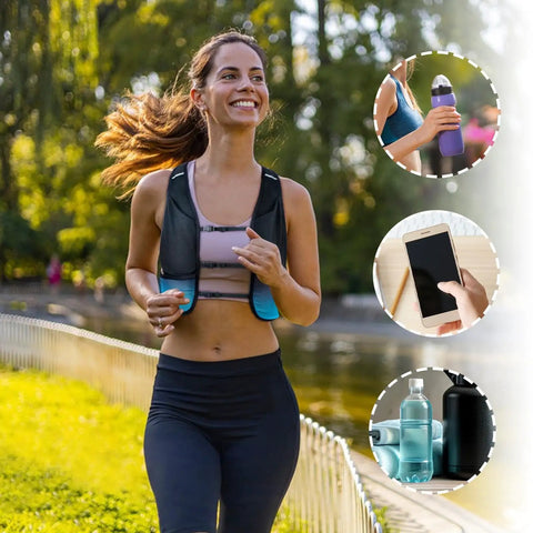 Woman jogging wearing Ultra Lightweight 3L Hydration Vest For Hiking And Trail Running On The Go Leakproof Water Backpack
