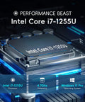 Straight Up Beast Ten Point One Inch Windows 11 Pro Rugged Tablet With Intel Core I7 Processor Sixteen Gigabytes Ram 128Gb Ssd Featuring Hot Swap Battery Fhd Display And Cellular Connectivity close-up of Intel i7-1255U processor inside rugged tablet.
