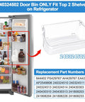 Door Bin Shelves for Frigidaire Gallery Refrigerators Replacement 240324502 Set of Two Upper Shelf showing fit on fridge.