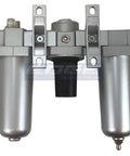 Beefy One Half Inch Industrial Rated Three Stage Filter Regulator Lubricator Combo For Air Lines front view