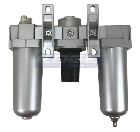 Beefy One Half Inch Industrial Rated Three Stage Filter Regulator Lubricator Combo For Air Lines front view