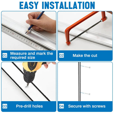 Easy installation steps for Heavy Duty Commercial Door Astragal Weatherstrip 2 Pack 42 Inch, including measuring, cutting, and securing.