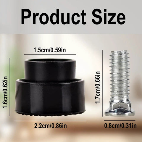 Six Pack Heavy Duty Rubber Door Stopper Tips Replacement Kit For Drop Down Doors, Black rubber door stopper tip and screw dimensions.