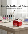Red cast horseshoe magnet for nail art, 30 lb pull, alnico, on a desk