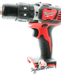 Beefy Compact Cordless Drill Driver Kicking 18 Volt Frameless Torque Featuring Half Inch Chuck Built Like A Tank For Daily Job Site Grind Heavy Duty Bare Tool Rig Ready To Roll side view of black and red cordless drill with adjustable torque settings.