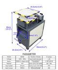 Heavy Duty 220V Industrial Dual Shaft Shredder With 21 Pc 9CrSi Alloy Blades 1.5KW Motor, front view, specifications displayed.