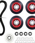 Complete Dryer Repair Kit Featuring Four Drum Support Rollers An Idler Pulley Assembly And Durable Belt To Quiet The Racket And Restore Buttery Smooth Operation For Your Laundry Gear with rollers and belt.
