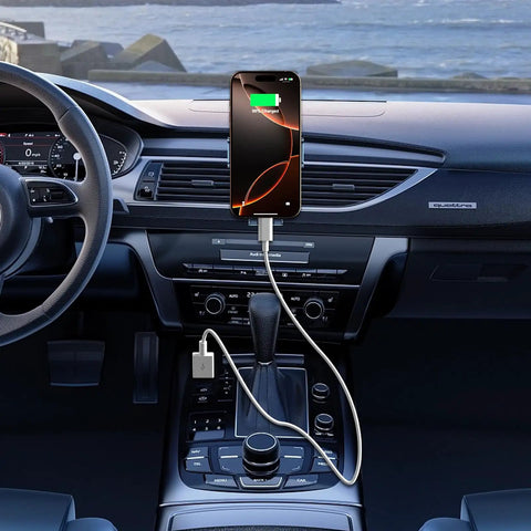 USB A To USB C Car Charger Cable For iPhone 17 16 15 Seamless CarPlay Connection 3ft 2 Pack in car dashboard use