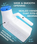 Glow In The Dark Urinals For Men Pack Of 2 With Spill Proof Screw On Lid 32 Ounce showing wide opening and handle