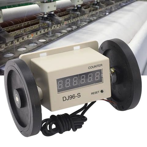 Digital Metric Distance Measuring Wheel, 0.01 to 999999m Measuring Range Double Wheel Distance Counter Tool, displaying measurement readings.