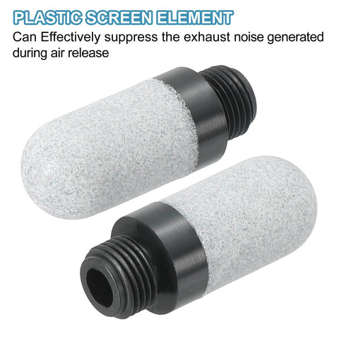 Plastic Pneumatic Air Mufflers G One Eighth Inch, Two Pack Exhaust Silence Fittings for Compressors, Grey