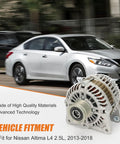 Heavy Duty 12V 110A Alternator For Nissan Altima 2.5L L4 2013 2018 Beefed Up Drop In Replacement Fit 23100 3TA1B Vehicle