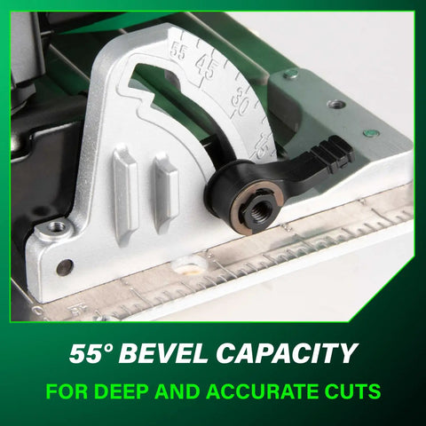 55-degree bevel capacity feature on 36V Cordless 7-1/4 Inch Circular Saw With Torque Boost Technology For Higher Power And Torque, Visible Cutting Depth Indicator, Lightweight Aluminum Base Plate, Tool Body Only, MultiVolt Compatible