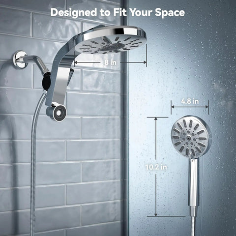 Silver High Pressure Rain Shower Head Combo With Magnetic Handheld And Smooth Quick Snap Mount For Modern Bathrooms Dropping Zero Fuss Setup And Tough Magnetic Lock For Serious Wash Time Comfort