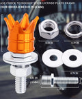Cool Crown License Plate Screws 4 Pack Anti Theft Fasteners In Aluminum Alloy And Stainless Steel Orange Universal Fit