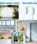 Updated Aluminum Alloy Patio Sliding Door Loop Lock For 90 And 180 Degree U Track Latch on white garden gate and sliding doors