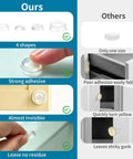 Smooth Operator Premium Cabinet Bumpers Self Adhesive Silicone Pads For Quiet Doors And Kitchen Drawers Furniture Protectors Anti Collision Guards 127 Piece Set comparison chart showing adhesion strength and shapes.