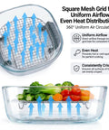 Premium 304 Stainless Steel Crisper Rack Set Compatible With Select Four Quart And Six Cup Air Fryers Heavy Duty two piece kit with square mesh grid for even heat distribution.
