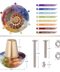 Chakra Drawer Knobs With Screws Set Of 2 Ammonite Fossil Resin Crystal Stone Pulls Handle showing knob and screws
