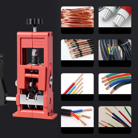 Heavy Duty Manual Double Drive Wire Stripper Machine with adjustable plate for efficient wire processing and recycling.