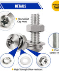All-In-One Screw Bolt Nut Kit 1218 Pcs In Durable Storage Box 304 Stainless Steel M3 M4 M5 M6 details with hex socket and threads