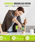 Man using 21V Cordless Impact Driver Kit With Brushless Motor One Quarter Inch Hex for DIY furniture assembly at home