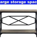 Top Shelf Modern Industrial Console Table 43 Inch For Entryway And Hallway Thick Wood Heavy Duty Steel Frame with large storage space.