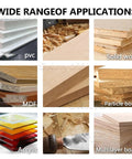 Materials compatible with Portable Edge Bander Machine For Woodworking And Carpentry, Auto Cutting And Trimming shown.