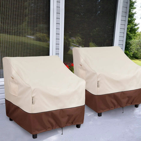 All-Season Waterproof Outdoor Chair Covers Set, Heavy-Duty 600D Polyester, Fits Up To 32W X 37D X 36H, Weatherproof Protection For Patio Chairs, 2 Pack on patio