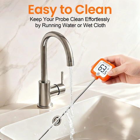 Washing Digital Deep Fry Thermometer With Rotatable Display, 10 Inch Probe, Instant Read for Candy, Candles in sink