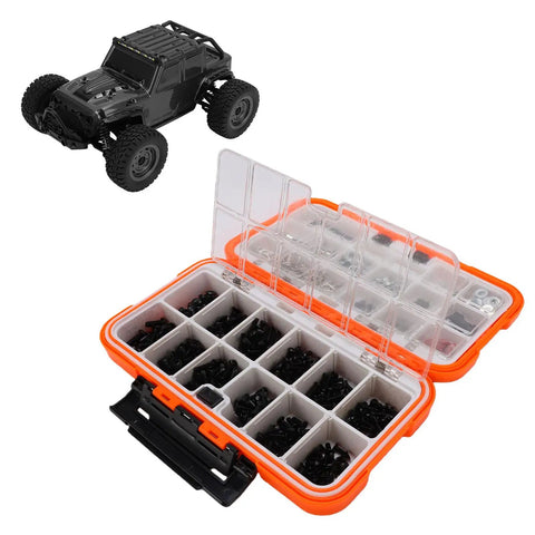 Stainless Steel RC Hardware Kit With 537 Piece Screw Set For One Eighth One Tenth One Twelfth And One Sixteenth Scale RC Cars, kit case open