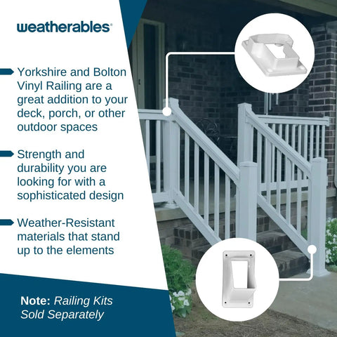Stair Vinyl Railing Brackets Set For Porch And Deck Rail Systems Top And Bottom Classic Brackets For Stairs Fits Yorkshire And Bolton Vinyl Railing Kit White No Sweat Install