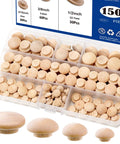 Wood Hole Plugs Set 150 Pcs Four Sizes Three Sixteenth Inch Five Sixteenth Inch Three Eighth Inch One Half Inch Mushroom Head Button Plugs