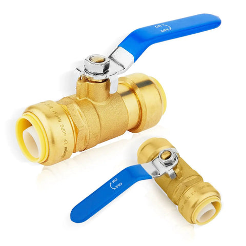 Two Pack Three Quarter Inch Push Fit Ball Valve Full Port Shut Off For Hot And Cold Water Includes Disconnect Clip Compatible