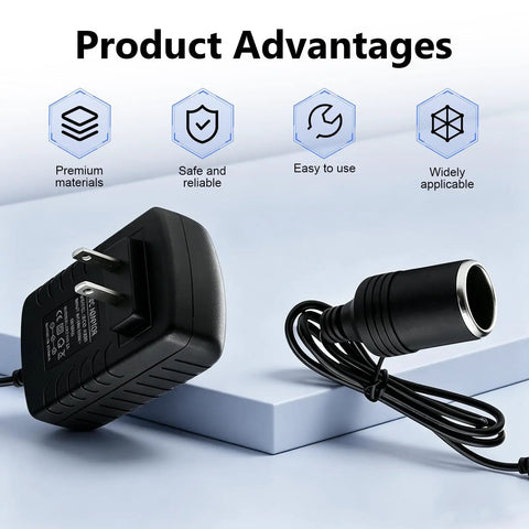Boss Level Plug And Play Car AC To DC Power Converter 110 To 240V To 12V 24W Transformer Adapter with durable design and connections.