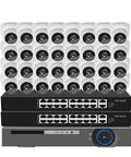Reliable 32Ch 4K Indoor Dome Security Camera System With PoE NVR, featuring 32 dome cameras and network video recorder.