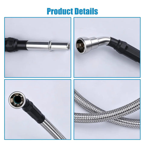 Tough as Nails Stainless Steel Braided Fuel Line Quick Fix Kit Replaces 819-875 Qff0004ss flexible line close-up view.