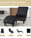 Velvet Upholstered Chaise Lounge Chair With Pillow, Button Tufted Armless Modern Backrest, Indoor Recliner Sofa For Bedroom, Living Room And Office, Super Comfy Skin Friendly Cushion, High Resilience Foam, Black, displayed in living room setting