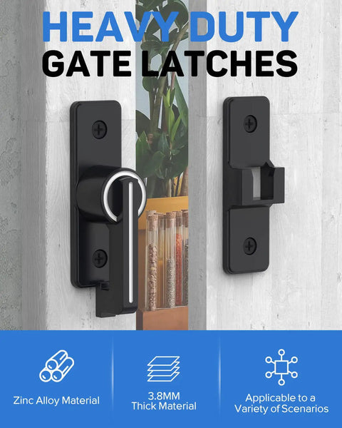 Built Tough Heavy Duty Zinc Alloy Gate Latch Lock For Barn Doors And Sliding Doors 180 Degree Flip Latch in matte black