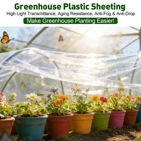 Greenhouse Plastic Sheeting 6.5 ft by 5.9 ft Clear Polyethylene Film For Outdoor Plants Gardens Farms And Agriculture Waterproof Windproof Frost Protection Built To Last Tear Resistant Cover