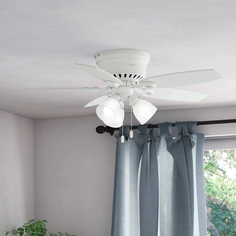 Low Profile Indoor Ceiling Fan With LED Light And Pull Chain Control Dope Multi Speed Reversible Motor Quiet Efficient Airflow