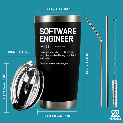 Engineer Definition Coffee Tumbler 20 Oz Vacuum Insulated Stainless Steel With Removable Lid And Straw Perfect Gift For Software Engineers