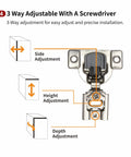 Diagram of Fifty Pack Three Quarters Inch Overlay Two Dimensional Soft Close Hinges With 3-Way Adjustment for Cabinets