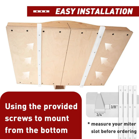 Table Saw Sled Made From Durable UHMW Plastic With Ultra Smooth Glide Pre Drilled Holes And Screws Included, installation view