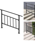 Badass 4 Step Steel Stair Railing With Fence Builds A Rock Solid Barrier For Seniors And Kids in outdoor setting